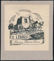 Biczó András (1888-1957): Ex libris Kérészy Mária Elvira. Klisé, papír, jelzett a klisén. Kartonra kasírozva. 7x6,5 cm