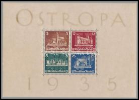 Deutsches Reich 1935 OSTROPA blokk, a szokásos kicsit bebarnult állapotban de TELJES EREDETI GUMIVAL ( a blokkok nagy részét rögtön leáztatták, az 1.300.- EUR katalógus ár is a gumi nélküli blokkra vonatkozik.) Gombostűfejnyi gumihiány jobb oldalon, így is nagyon ritka ajánlat!!