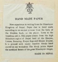 Nepáli kézzel készített jegyzetfüzet, kitöltetlen, 15×12 cm