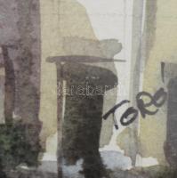 Toró József (1959-): Nagyváradi részlet a színházzal. Akvarell, papír, jelezve jobbra lent. 18x28 cm...