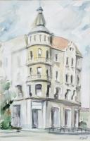 Toró József (1959-): Nagyváradi részlet (Astoria?). Akvarell, papír, jelezve jobbra lent. 28x18 cm. Üvegezett fakeretben.