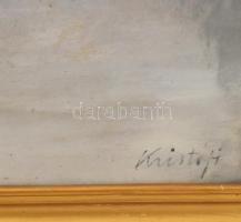 Kristófi János (1925-2014): Téli Nagyvárad, Körös-part (fagyban). Olaj, karton, jjl.: Kristófi. 50x7...