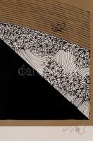 Szász Endre (1926-2003): Szürreális kompozíció. Szitanyomat, papír, jelzett, 64/100 számozással. Üve...