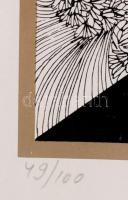 Szász Endre (1926-2003): Szürreális kompozíció. Szitanyomat, papír, jelzett, 64/100 számozással. Üve...