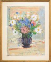 Méder Ilona (1903-1988), kolozsvári festőnő: Csendélet. Akvarell, papír, jelzett. Üvegezett fakeretb...