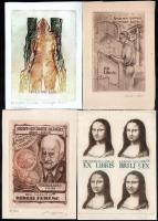 Klf. alkotók (Kékesi László, Vén Zoltán stb.): 10 db ex libris és kisgrafika. Klf. technikák, papír,...