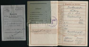 1940 Wien, Wehrpass, elejében kivágással + igazolvány