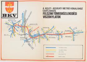 cca 1970 A Kelet-Nyugati metró vonalához csatlakozó felszíni tömegközlekedési viszonylatok 42x30 cm