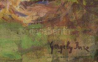 Gergely Imre (1868-1957): Társaság. Olaj, vászon. Jelezve jobbra lent. Dekoratív, kissé sérült faker...