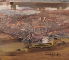 Csikós András (1947-2006): Esős tavasz. Olaj, farost, jelezve jobbra lent, hátoldalán autográf felir...