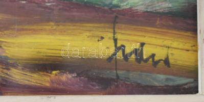 Fodor József (1935-2007): Mártélyi impresszió. Olaj, farost, jelzett, üvegezett fakeretben, hátoldal...