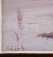 Fejér Csaba (1936-2002): Vízparti táj. Olaj, farost, jelezve balra lent. 30x40 cm