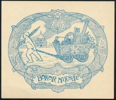 Bokor Miksa (1881-): Bokor Miksáé (szecessziós ex libris). Klisé, papír, jelzett a klisén. 7x8 cm