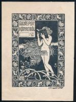 Clio jelzéssel, Ephraim Moses Lilien (1874-1925) után: Gulyás P. Dr. könyveiből (szecessziós ex libris). Klisé, papír, jelzett a klisén, hátoldalán apró felületi sérüléssel, 5,5x4 cm