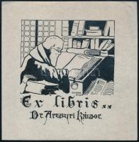 Conrad Gyula (1877-1959): Ex libris Dr. Arthuri Káldor. Klisé, papír, jelzett a klisén, 9×8,5 cm