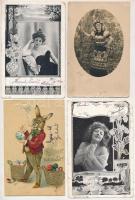 16 db RÉGI hosszú címzéses motívum képeslap vegyes minőségben, lithokkal