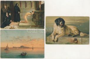 14 db RÉGI Stengel litho művész motívum képeslap vegyes minőségben