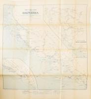 Post-Kurs-Karte von Dalmatien. Bezirk der. k.k. Post- und Telegraphen-Direktion Zara (ca 1900) 1:400,000. 72x60 cm / Postal route map of Dalmatia