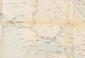Post-Kurs-Karte von Dalmatien. Bezirk der. k.k. Post- und Telegraphen-Direktion Zara (ca 1900) 1:400...