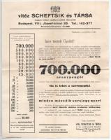 1939. "43. Magyar Királyi Osztálysorsjáték" második osztály egynyolcad sorsjegye bélyegzés...