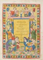 [Olasz Atlasz címlap] 1700 Italia di Gio. Ant. Magini data in luce da Fabio suo figliuolo al serenissimo Ferdinando Gonzaga duca di Mantoua edi [!] Monferrato etc. Akvarellel színezett rézmetszet Lapméret 30x40 cm / Hand colored engraving