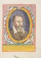 Giovanni Antonio Magini (Maginus) (1555-1617) olasz térképész akvarellel színezett rézmetszetű portréja 1700 21x30,5 cm / Hand colored engraving