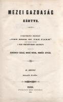 Stephens, Henry: Mezei gazdaság könyve. II. kötet: Téli gyakorlat. Stephens Henry "The Book of the Farm" czimű munkája nyomán a hazai körülményekhez alkalmazva kiadják Korizmics László, Benkő Dániel, Morócz István. Pesten, 1855. Nyomatott Herz Jánosnál. [4] + 478 + [2] p. + 1 t. (kihajtható) + 4 t. (kőnyomat). Henry Stephens (1795-1874) skót agronómus, agrártudományi szakíró szakkönyve 1844. évi első kiadásától kezdve öt évtizeden keresztül világszerte a mezőgazdasági munkák megkerülhetetlen tankönyvének számított. A magyar nyelven "Mezei gazdaság könyve" címen hét kötetben megjelent munka a mezőgazdaság, az állattartás és a kertészeti munkák addig nem látott szintű alapossággal tárgyalt útmutatója, oldalszámozáson belül szövegközti ábrákkal gazdagon illusztrálva. Bár a magyar fordítók az angol eredetit alaposan átdolgozták a hazai viszonyokra, ez egyúttal azt is jelenti, hogy a kötet szemléletmódjában, példaanyagában és eljárásmódjaiban az egyre nagyobb szervezést igénylő, munkamozzanataiban már kapitalizálódó agrárszemléletet képviseli. A teljes munka 1855-1868 között jelent meg, ám a legújabb módszerek ajánlása ellenére a szakmunka az állandósult tőkehiánnyal küzdő magyar agrárium válságát nem tudta megoldani. Kötetünk a hétkötetes munka bevezető, anatómiai, növényrendszertani és gazdasági alapismereteket oktató első kötete utáni első szakkötet, mely a növénytermesztés és állattartás téli feladatait részletezi, az ekevasak gondozásától a marhák, juhok, sertések, lovak, szárnyasok téli hizlalásán át a méhészgazda téli feladataiig. A munka népszerűségére jellemző, hogy 1855-ben két kiadásban is megjelent, példányunk a második kiadásból való. Kötetünk tábláin enyhe foltosság, a táblák fűzése enyhén meglazult. BOEH III, 2013. Aranyozott gerincű korabeli egészvászon kötésben. Jó példány.