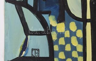 OP jelzéssel: Kompozíció. Olaj, papír. 70x50 cm