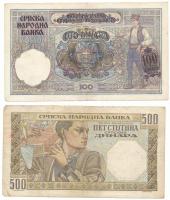 Szerbia / Német megszállás 1941. 100D + 500D T:F
German Occupation 1941. 100 Dinara + 500 Dinara C:...