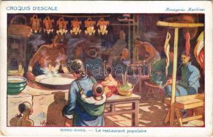 Hong Kong, Hongkong; Le restaurant populaire, Croquis d'Escale. Messageries Maritimes s:


H...