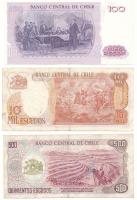 Chile 1971. 500Esc + DN(1974) 10.000Esc + 1981. 100P T:XF-F, egyiken tollal írt firka
Chile 1971. 5...