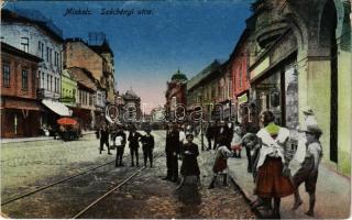 Miskolc, Széchenyi utca, Pannonia szálloda, villamosok. Orosz Ferenc kiadása (Rb)