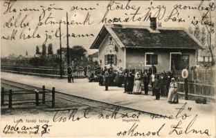 1906 Balatonlelle, Lelle fürdő telep megállóhely, vasútállomás. Wollák József kiadása, Balázsovich Gyula fényképész (fl)