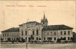 Szászsebes, Mühlbach, Sebesul Sasesc, Sebes; Gymnasium / Evangélikus templom és gimnázium. J. Hientz kiadása / Lutheran school and church