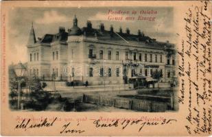 1900 Eszék, Essegg, Osijek; Kapucinska ulica gor. grad. / Kapuzinergasse, Oberstadt / street view, palace. Ottokar Rechnitzer No. 86. (EK)