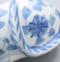 Porcelán macska pár asztaldísz, kínai stílusú festéssel, jelzés nélkül, 21x11 cm