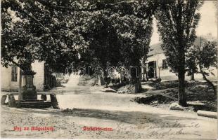 1917 Vöröskő, Cerveny Kamen (Cseszte, Castá); Vöröskör utca, üzlet / Weg zu Bibersburg / street, shop (fl)