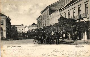 1906 Szatmárnémeti, Satu Mare; Hám János utca, lovas hintó. Divald Károly 823. / street, horse chariot (fl)