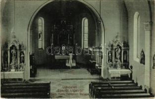 1918 Szapáryliget, Szapár Liget, Tipar (Arad); Római katolikus templom belseje. Weusz Adolf felvétele / church interior