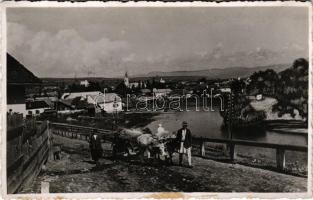 1942 Maroshévíz, Oláhtoplica, Toplita, Toplica; ökör szekér / oxen cart