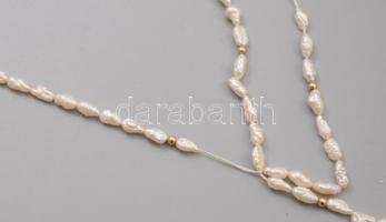 Tenyésztett gyöngy nyaklánc, arany (Au) szerelékkel, 14k, jelzett, szétszakadt