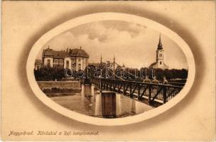 1913 Nagyvárad, Oradea; Körös híd, Református templom / Cris bridge, Calvinist church