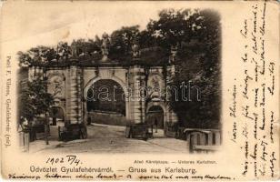 1902 Gyulafehérvár, Karlsburg, Alba Iulia; Alsó Károly kapu. Petri F. Vilmos kiadása / castle gate (EB)