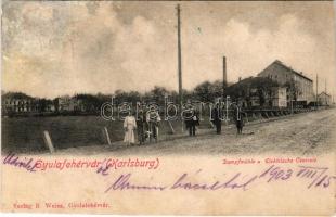 1903 Gyulafehérvár, Karlsburg, Alba Iulia; Dampfmühle und Elektrische Centrale / Gőzmalom és villanytelep. B. Weisz kiadása / steam mill and electric plant (r)