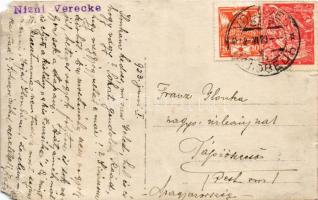 1923 Alsóverecke, Niznije Verecki, Nizsnyi Vorota, Nyzhni Vorota; templom és községháza / church, to...