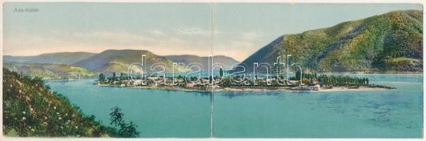 1915 Ada Kaleh, Török sziget. 2-részes kinyitható panorámalap / Turkish island - 2-tiled folding panoramacard