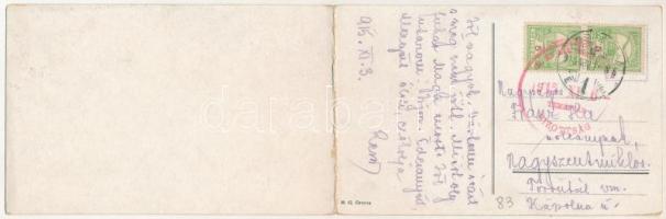 1915 Ada Kaleh, Török sziget. 2-részes kinyitható panorámalap / Turkish island - 2-tiled folding pan...