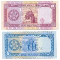 Türkmenisztán DN(1993) 5M + 10M T:AU
Turkmenistan ND(1993) 5 Manat + 10 Manat C:AU
Krause P#2, P#3