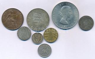 8db-os vegyes érmetétel, közte 1947. 5Ft Ag "Kossuth" + Ausztria 1849C 6kr Ag + Nagy-Brita...