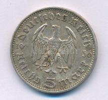 Német Harmadik Birodalom 1936F 5M Ag "Hindenburg" T:XF patina, ph. German Third Reich 1936...